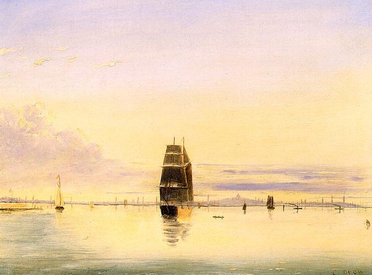 Clement Drew Boston Harbor at Sunset oil painting image
